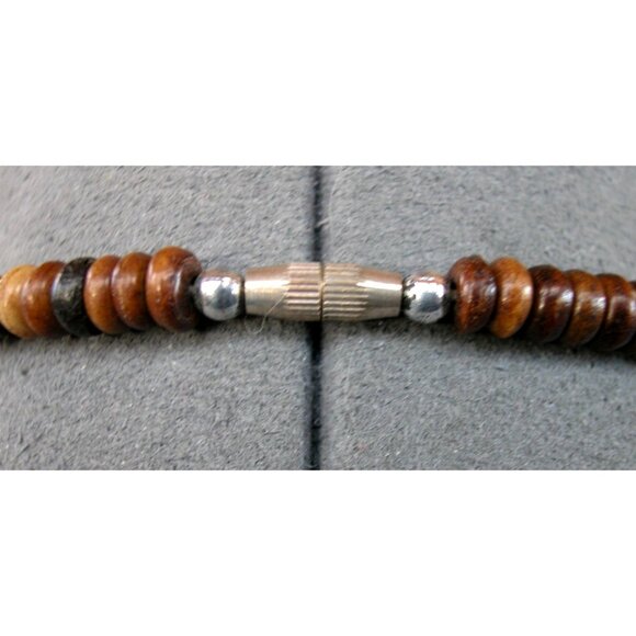 Handcrafted Tribal Style Wood Pendant Necklace With Engraved Detailing On Adjust - Picture 4 of 4